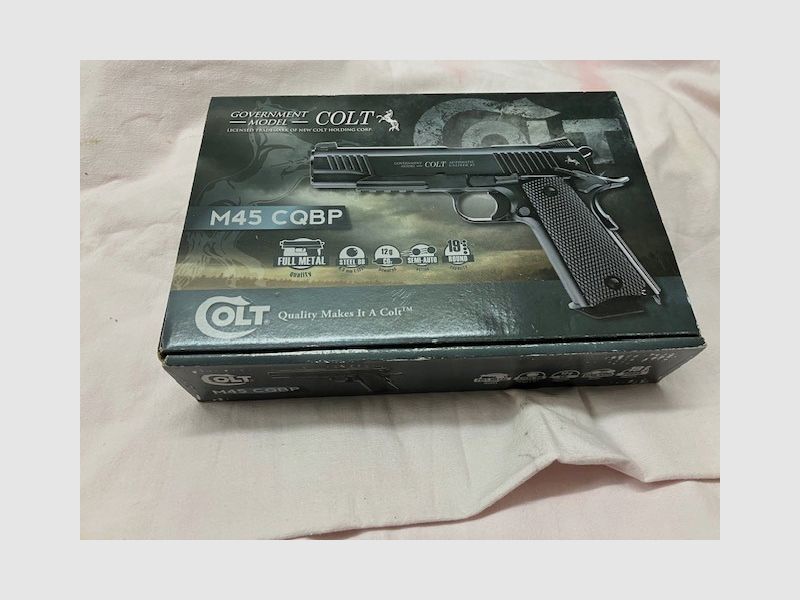 Colt M45 CQBP Co2 Pistole in Original Verpackung und Zubehör, es handelt sich um die seltene TAN Beige farbene, in sehr guten fuktionstüchtigen Zustand. 
