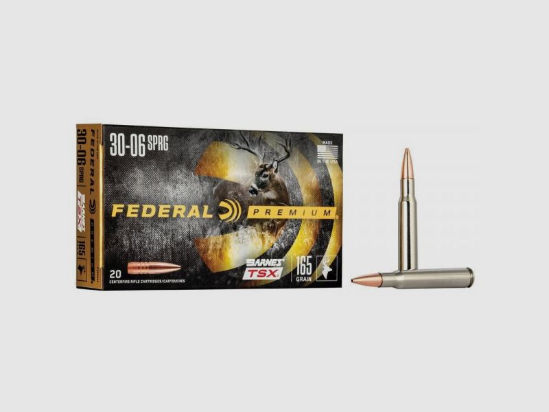 FEDERAL PREMIUM RIFLE CARTRIDGES - .30-06SPR. - 165 GRS. - BARNES TSX - 20 ROUNDS