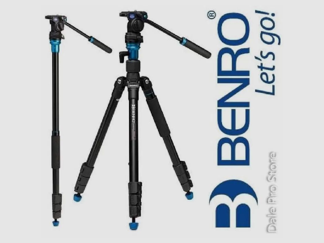 Aluminium-Stativ BENRO Aero 2 + Kopf S2 + Tasche + Gurt + Spikes, Bild 3 von 4