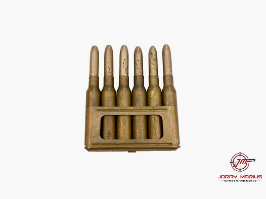 6.5 Carcano Sammlerpatronen mit Original Ladeclip (6 Patronen)