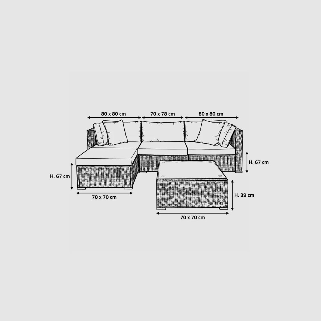 Modulo Set - Modular Outdoor Corner Sofa with Coffee Table, image 13 of 15