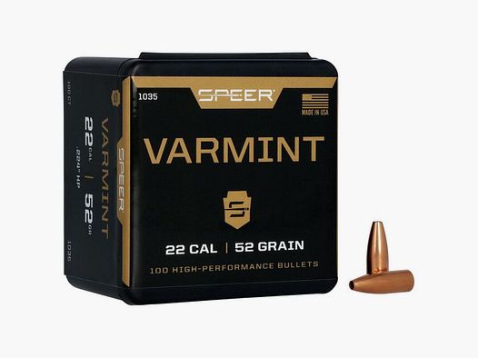 Speer Proiettili .224, Varmint HP 52gr (100) .224/5.69mm VE100