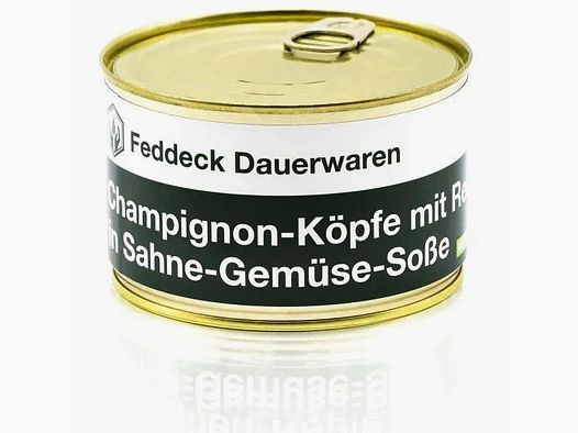 Feddeck Dauerwaren Fertiggericht Dose Champignonköpfe mit Reis in Sahne-Gemüse-Soße