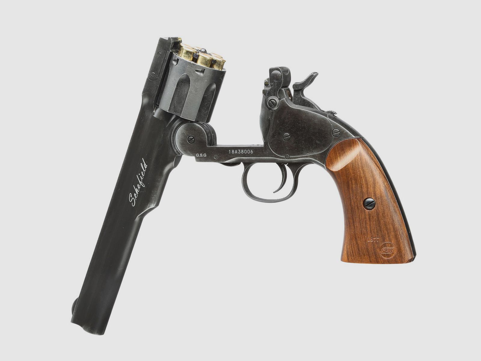 ASG Schofield 1877 6 Zoll CO2-Revolver Kal. 4,5 mm Diabolo + Stahl-BB - 4 Joule