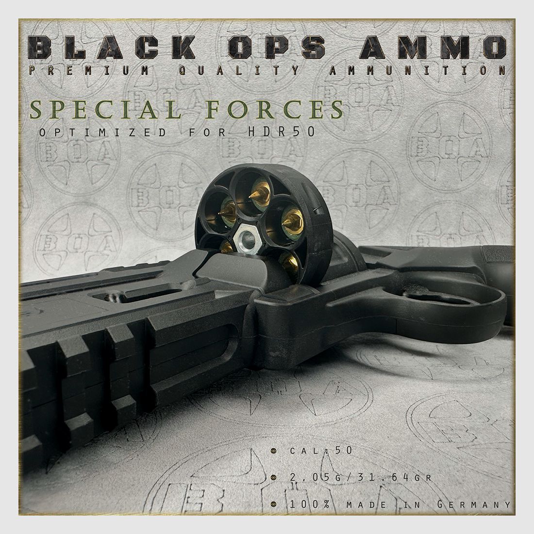 18x + 2 Special Forces BLACK OPS AMMO HDR 50 TR cal.50 Munition T4E Umarex HDR50 TR50
