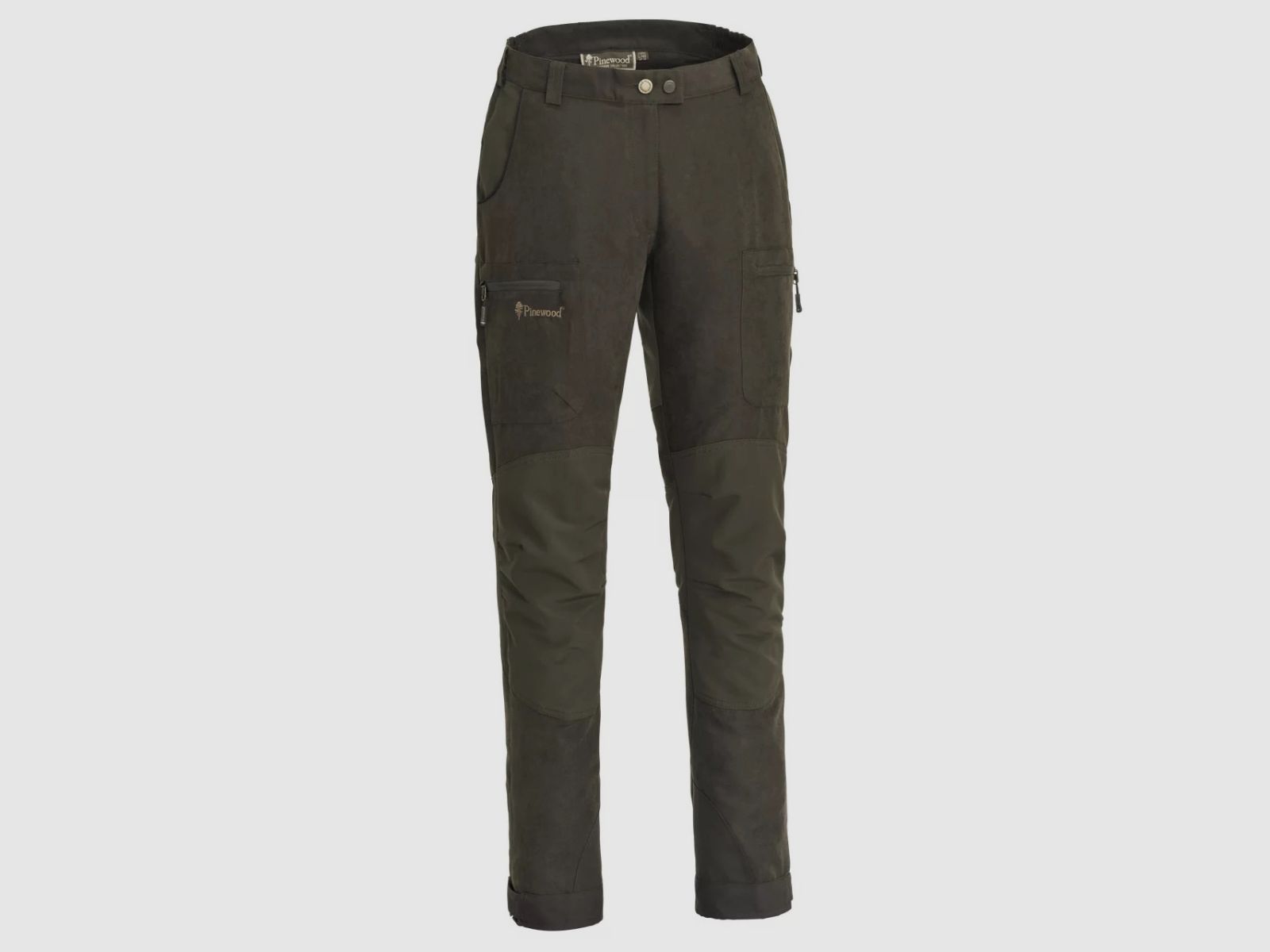PANTALONES DE MUJER PINEWOOD Caza Caribú Suede Marrón/ Verde Oliva Oscuro