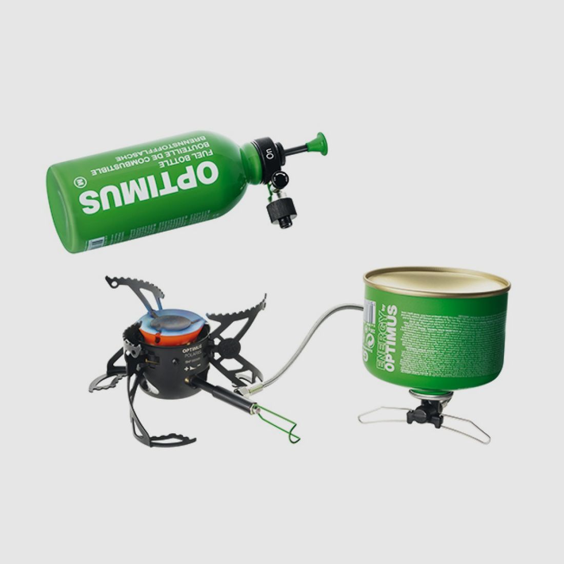 Optimus Polaris mit 0,4 L Brennstoffflasche Grün