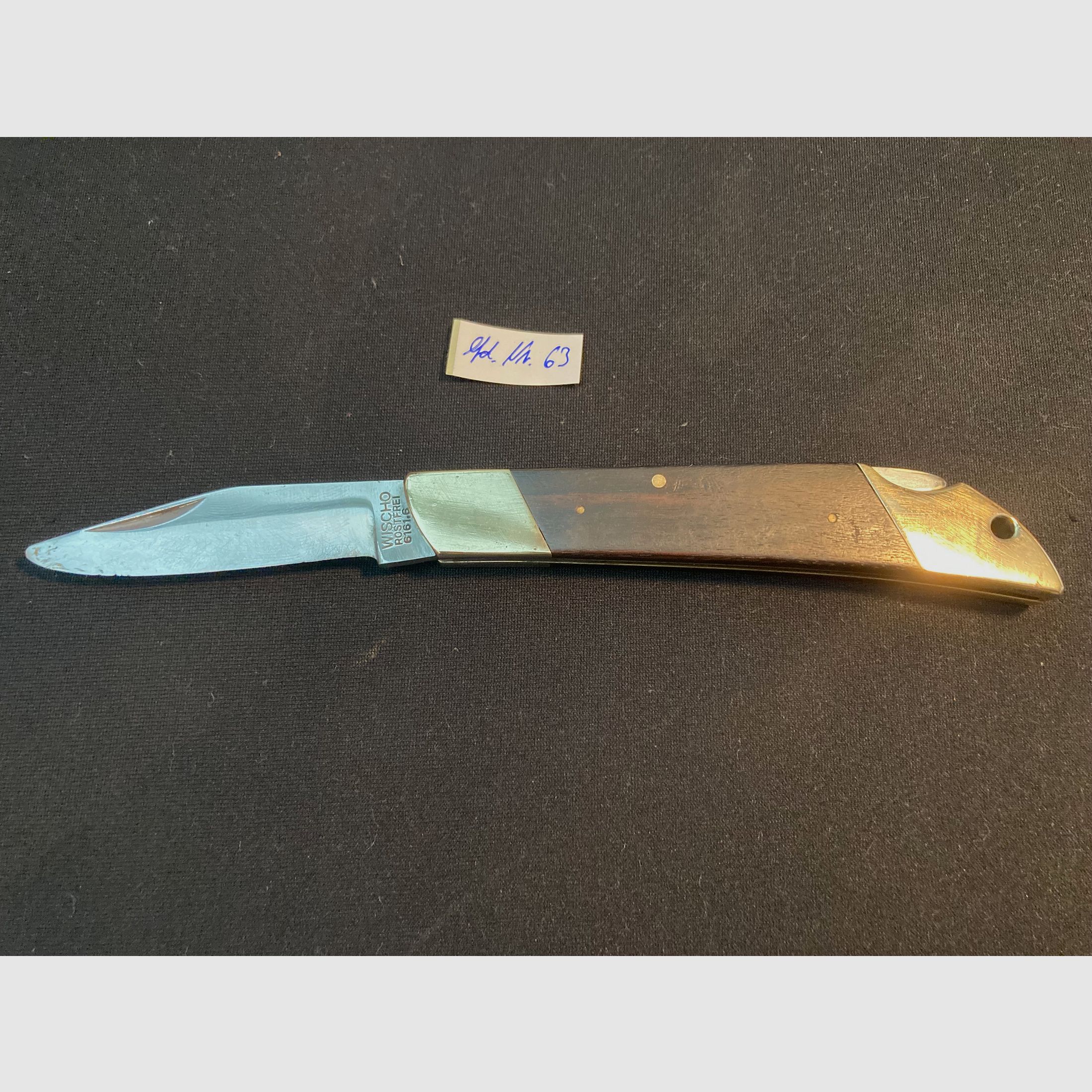 Zweihandmesser, Klappmesser, Jagdmesser, Taschenmesser, Feststellung, Holzgriff, Messingbeschläge, Gebrauchsmesser, Messing