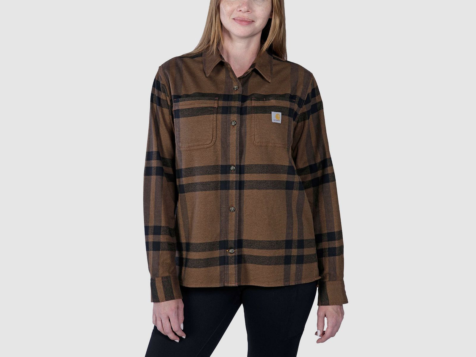 Carhartt Midweight Flannel Shirt Women Carhartt Brown Heather XL