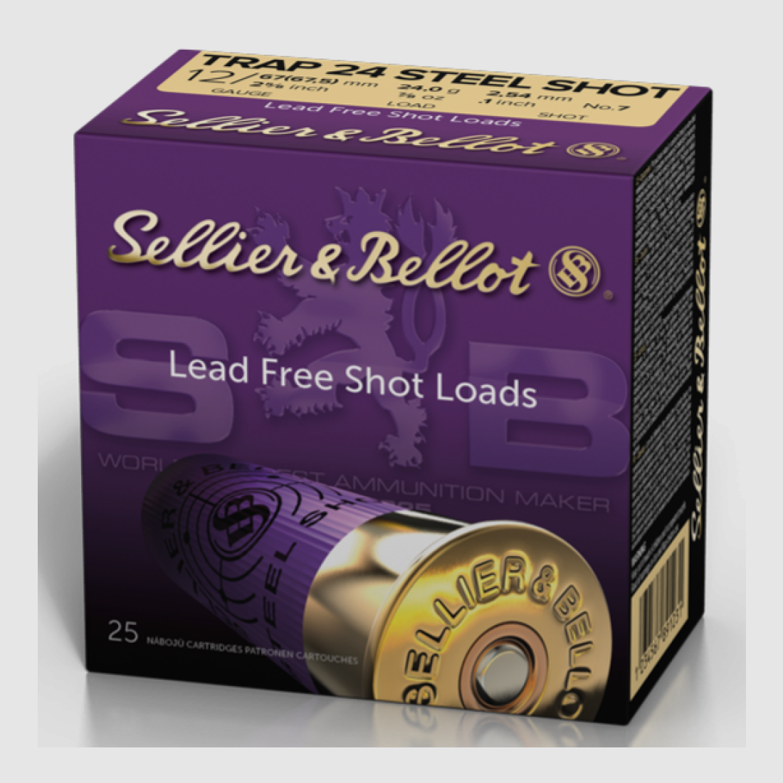 12 x 67.5 S&B TRAP 24 STEEL SHOT plastic cup 2.54mm 24.0g pack of 25