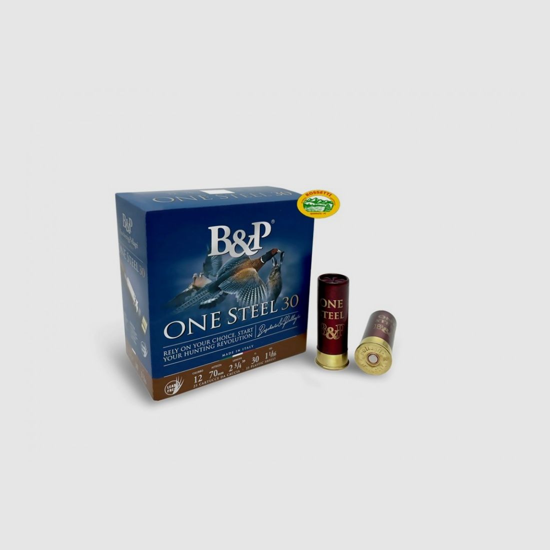 BASCHIERI & P. Patronen ONE STEEL 30 Kal. 12 gr. 30 p. 8,5 bleifrei