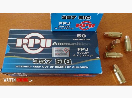 PPU Partizan 100 cartuchos .357 Sig 8,1g de PPU