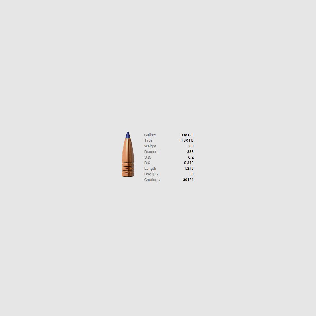 Barnes Geschoss .338/.338 160GR Tipped TSX FB 50 Stück
