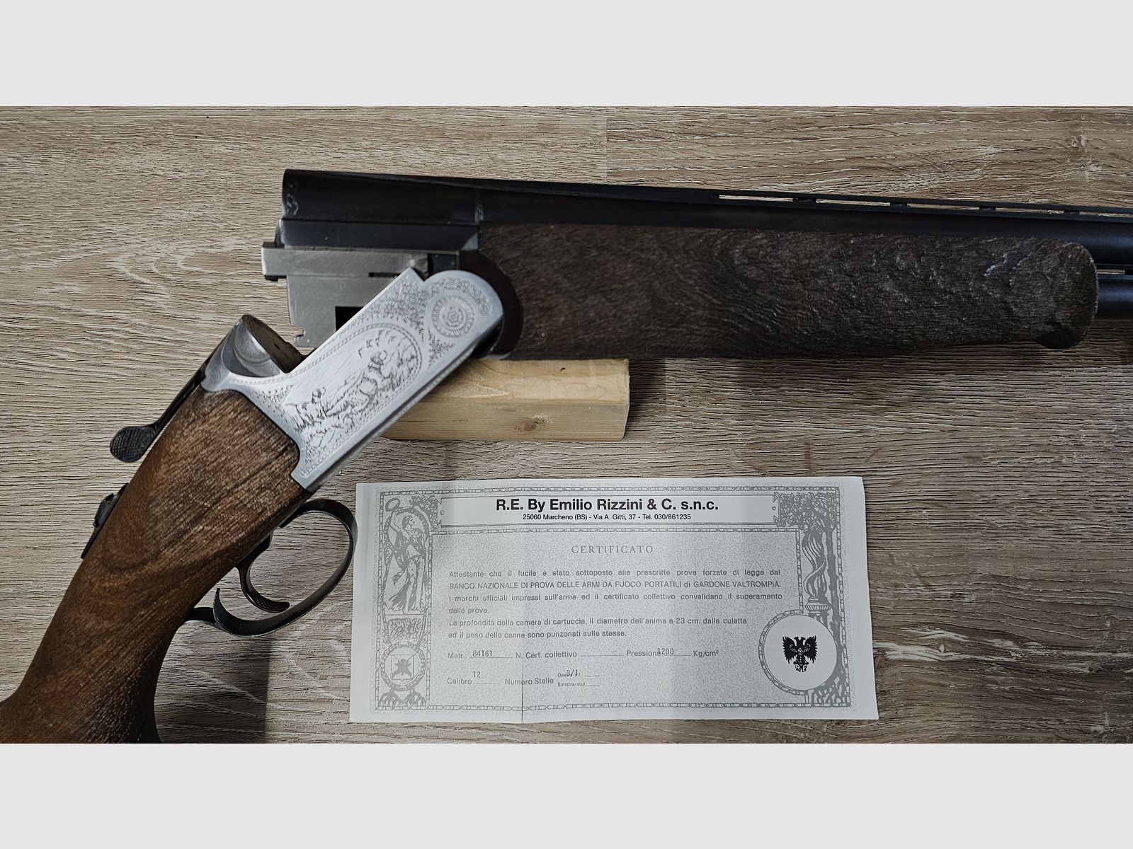 Rizzini double-barrel shotgun caliber 12/70 (custom stock, selectable single trigger, engravings, ejectors)