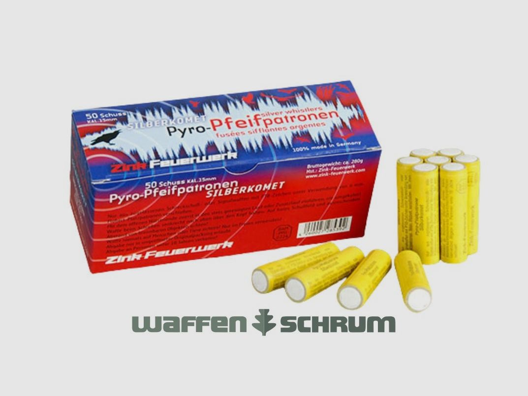 Zink 15mm Pyro-Pfeifpatronen Silberkomet 50 Schuss