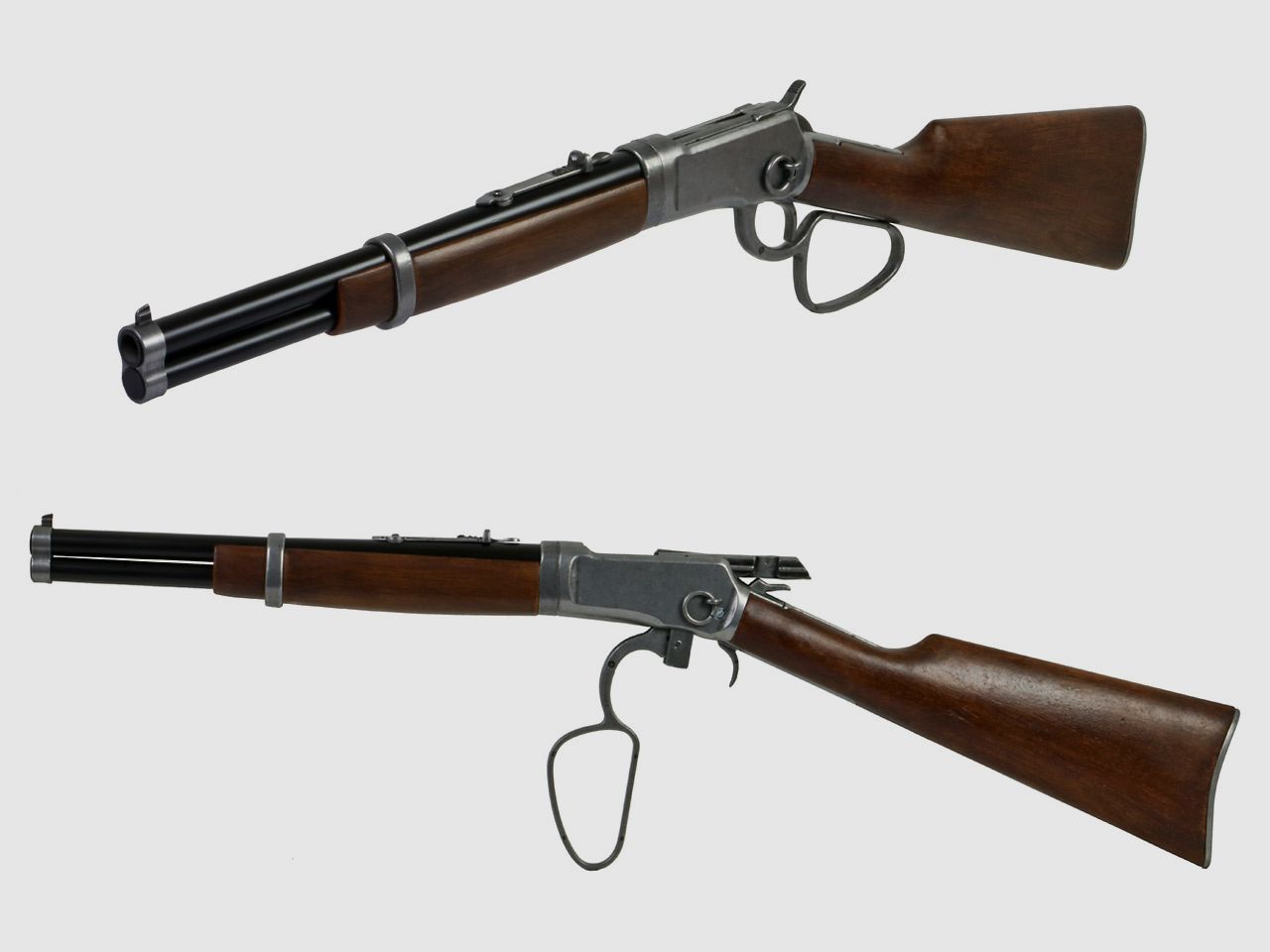 Deko Westerngewehr Kolser Winchester Mod. 92 Carbine USA 1892 realistisches Repetieren mit HĂĽlsenauswurf LĂ¤nge 82 cm altgrau