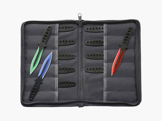 Wurfmesser Kunai Set Zombi blau, rot und grün