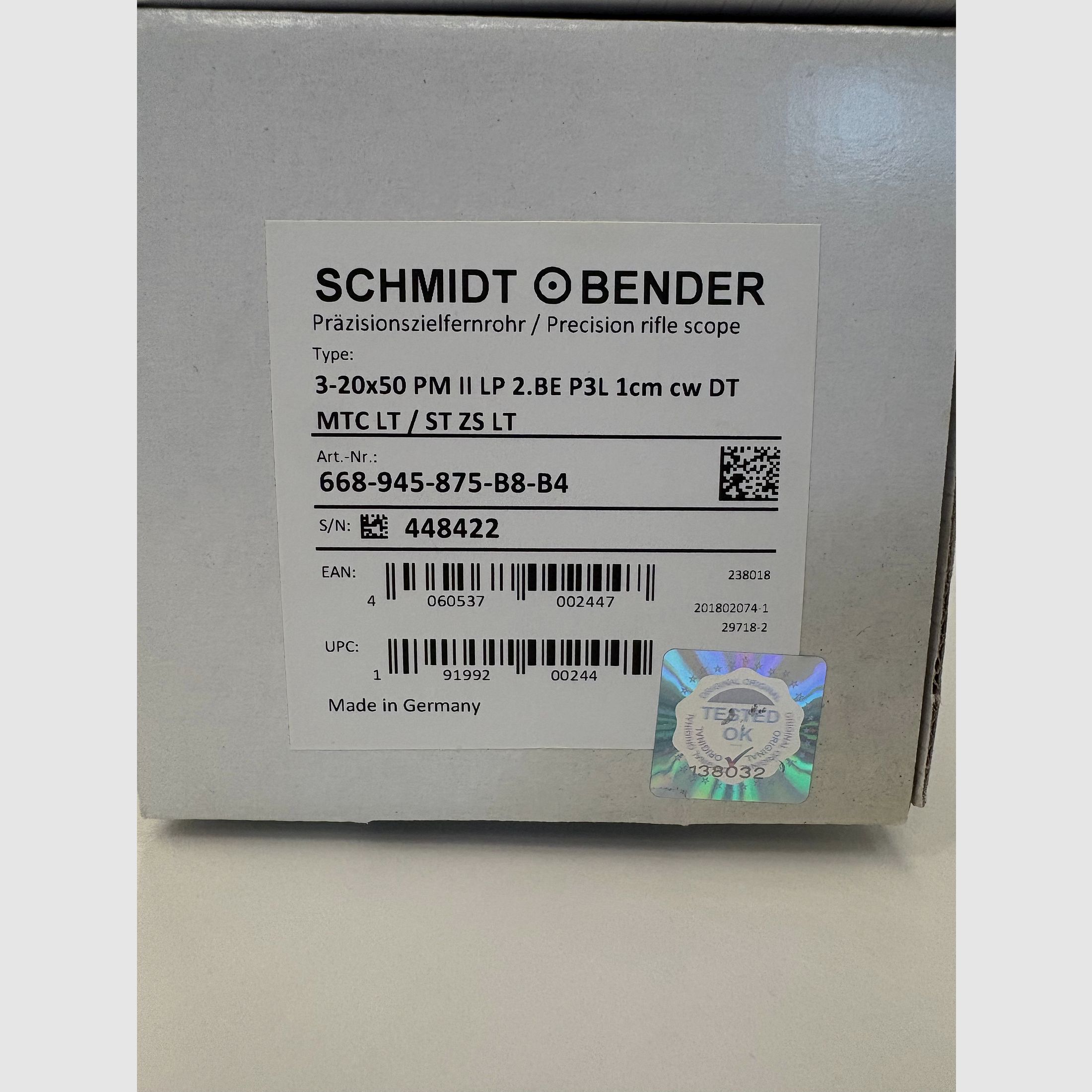 Schmidt & Bender celownik precyzyjny / celownik precyzyjny do karabinu 3-20x50 II RAL8000