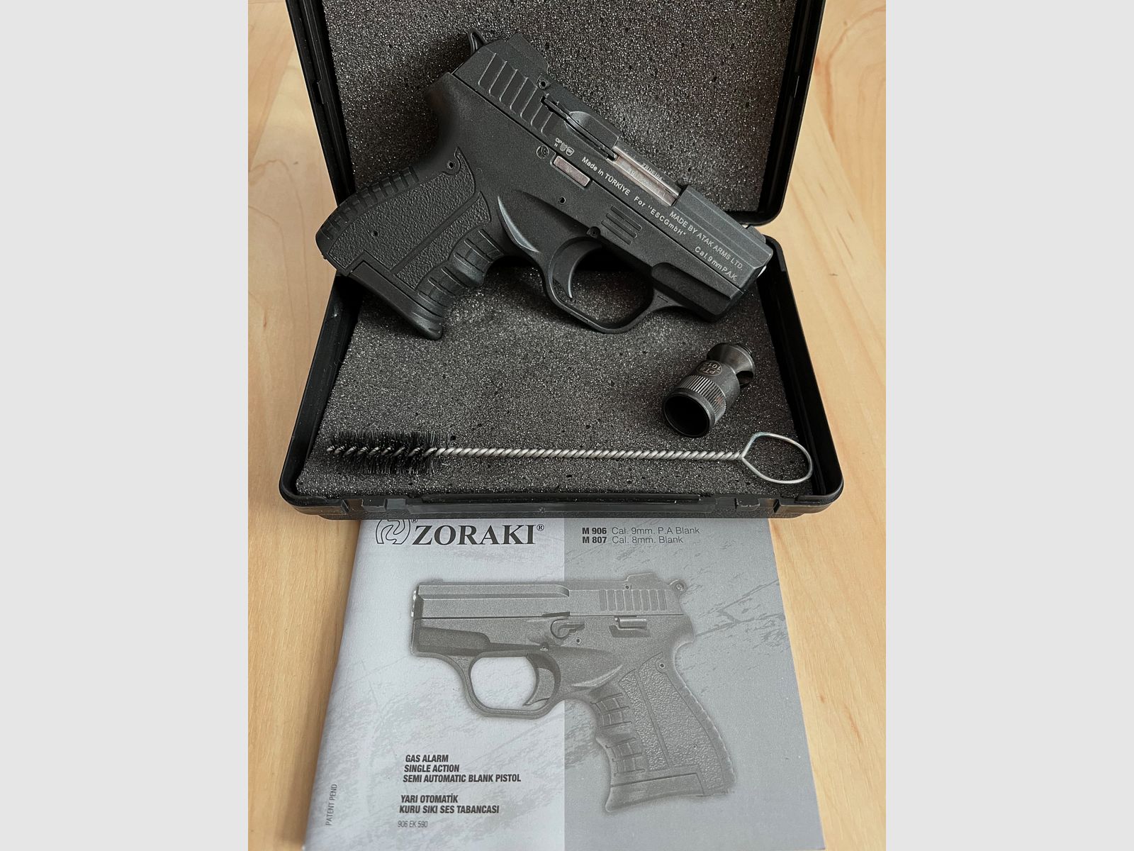 Zoraki 906 pistola 9mm P.A.K nero-cromo + fondina in pelle IWB, immagine 1 di 7