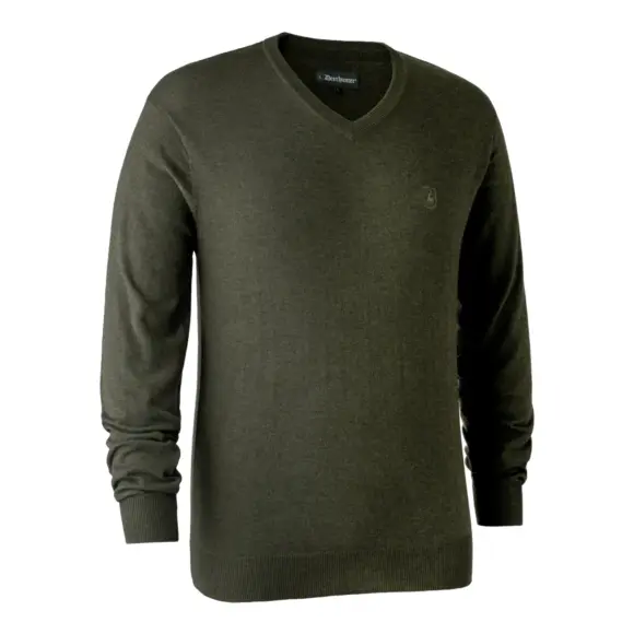 Jagdpullover V-Ausschnitt Deerhunter Kingston Grün Melange, Bild 1 von 6
