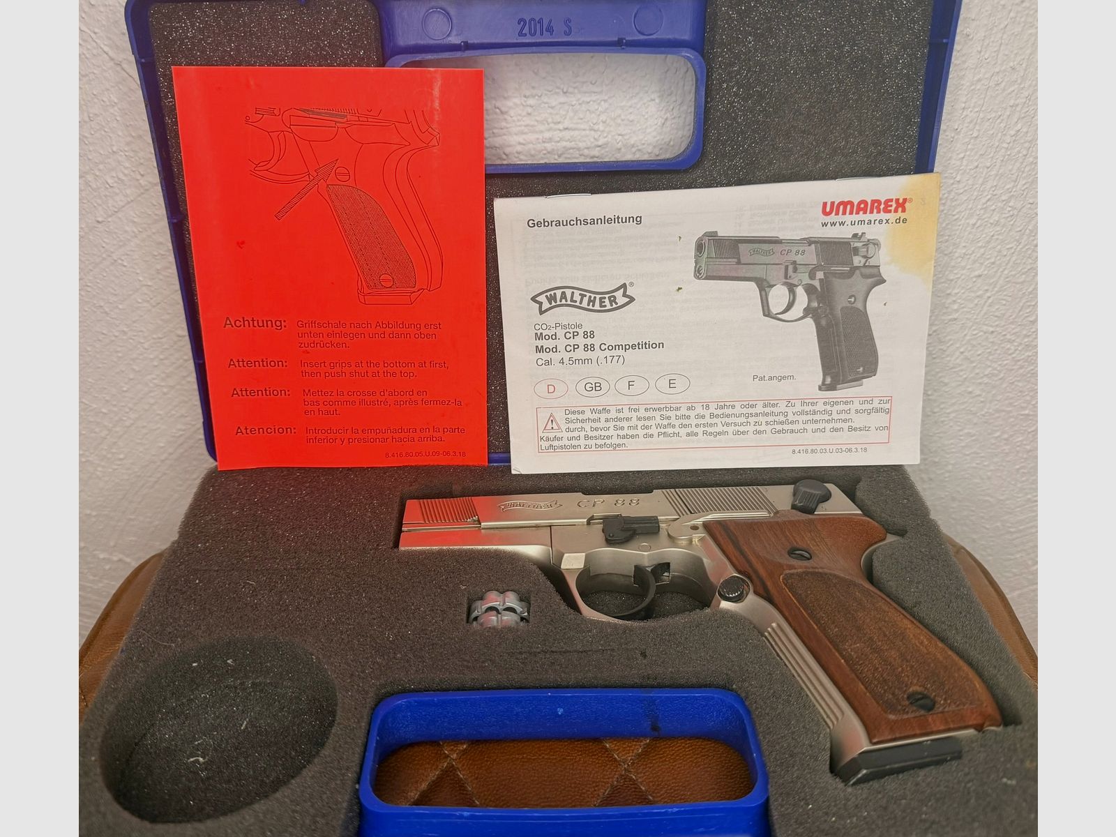 Walther CP88 4 inch 4.5 mm Diabolo Nickel (P18) Co2 pistol with wooden grip