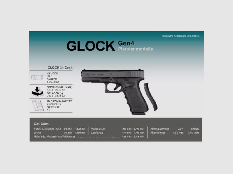 GLOCK Pistole Mod. 31 Gen4 .357SIG    Standard-Modell