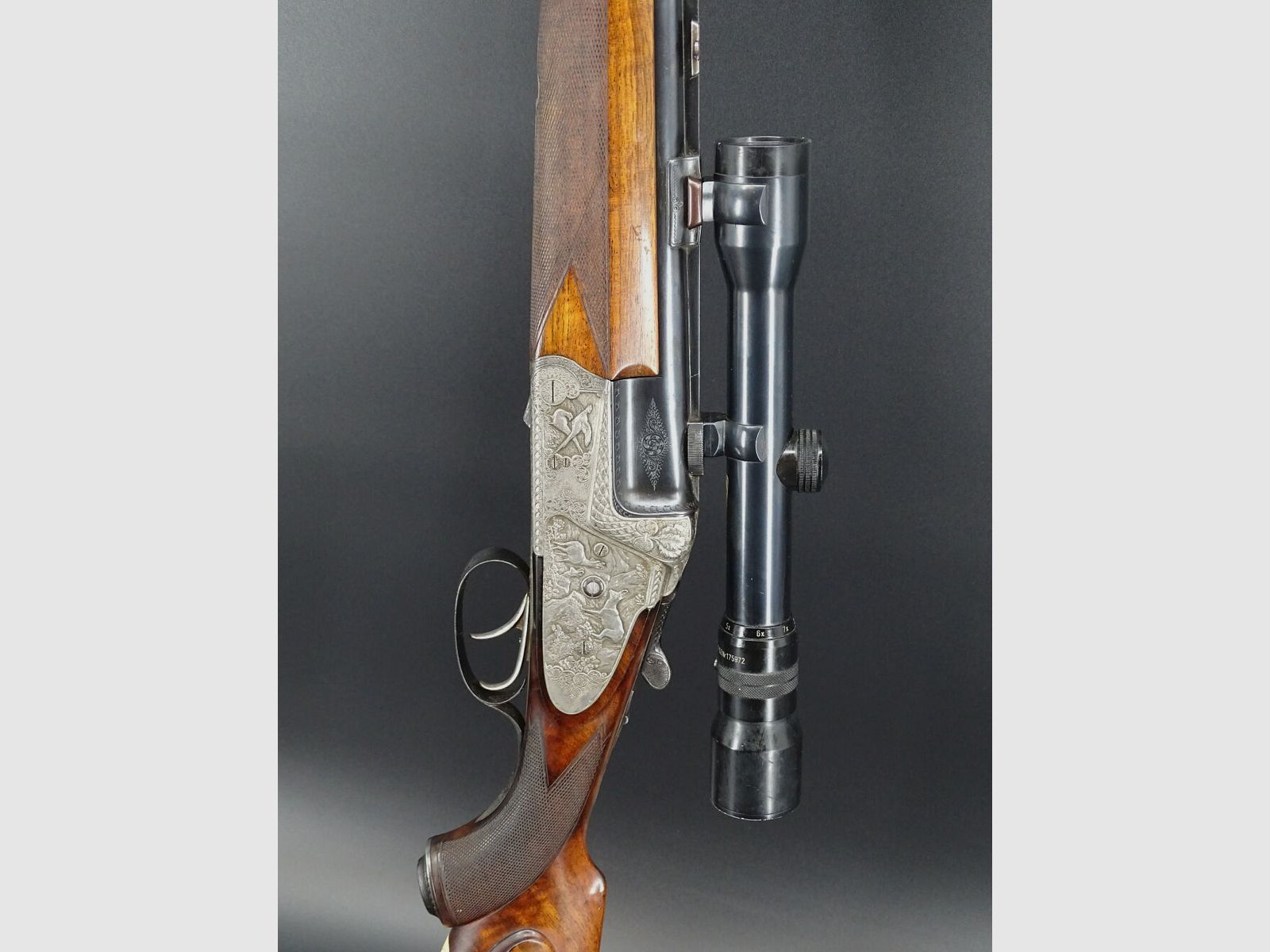 Bockbüchsflinte + WL # 33 Franz Sodia incisione piastre laterali anno 1945 liquidazione collezione