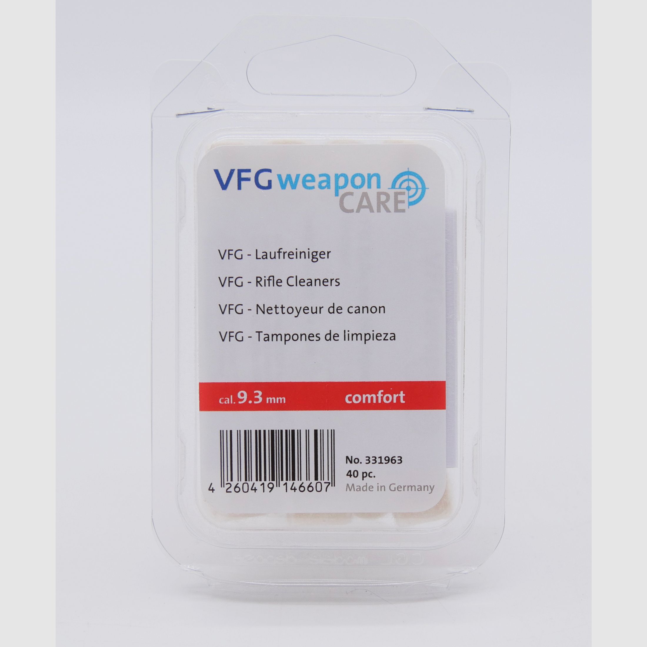 VFG 331963 cal. 9,3 mm limpiador de cañones para rifles Comfort 40 piezas