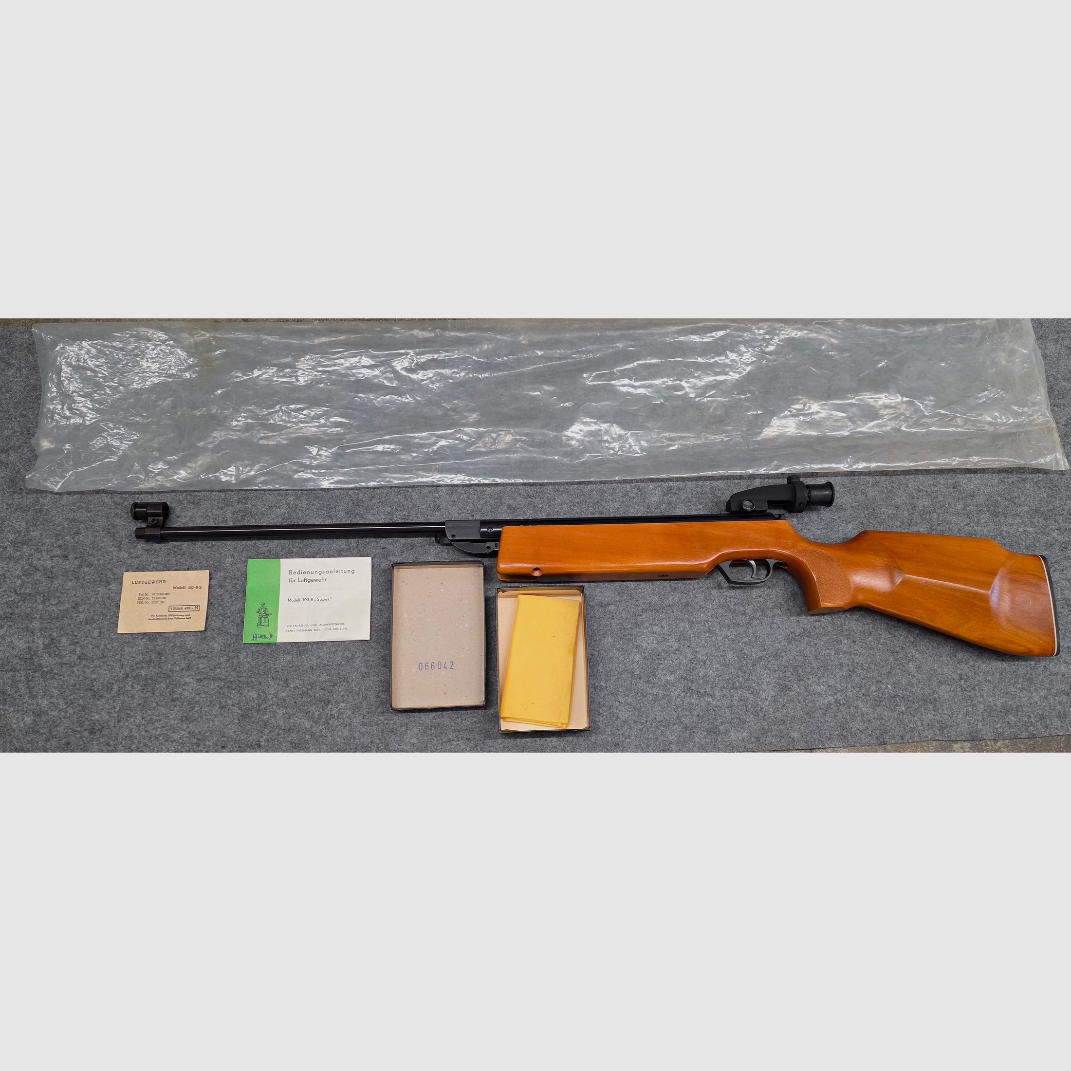 ¡Como comprado ayer en la tienda! Haenel 303 - 8 Super con disparador fino, diopter, cañón plegable, carabina de aire comprimido Kirmes 4.5mm.