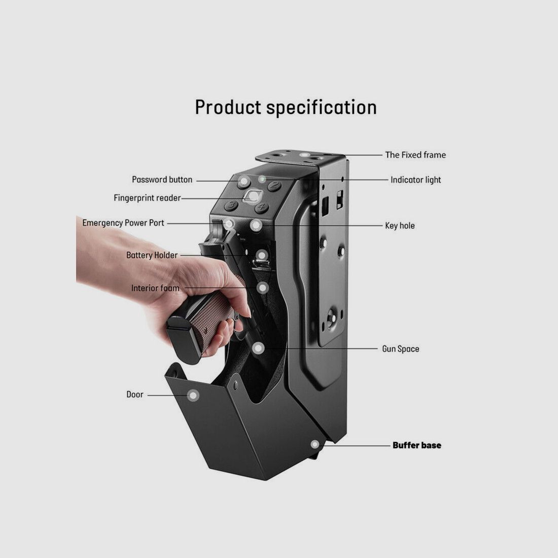 Sejf na broń krótką z odciskiem palca, ognioodporny sejf na broń