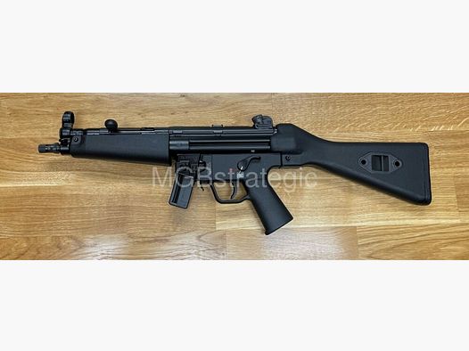 Heckler & Koch SP5 with fixed stock - semi-automatic rifle 9mm Luger civilian version of the Heckler & Koch MP5 - H&K SP 5 HK SP5 - optionally with Acheron AG SMG E1 silencer