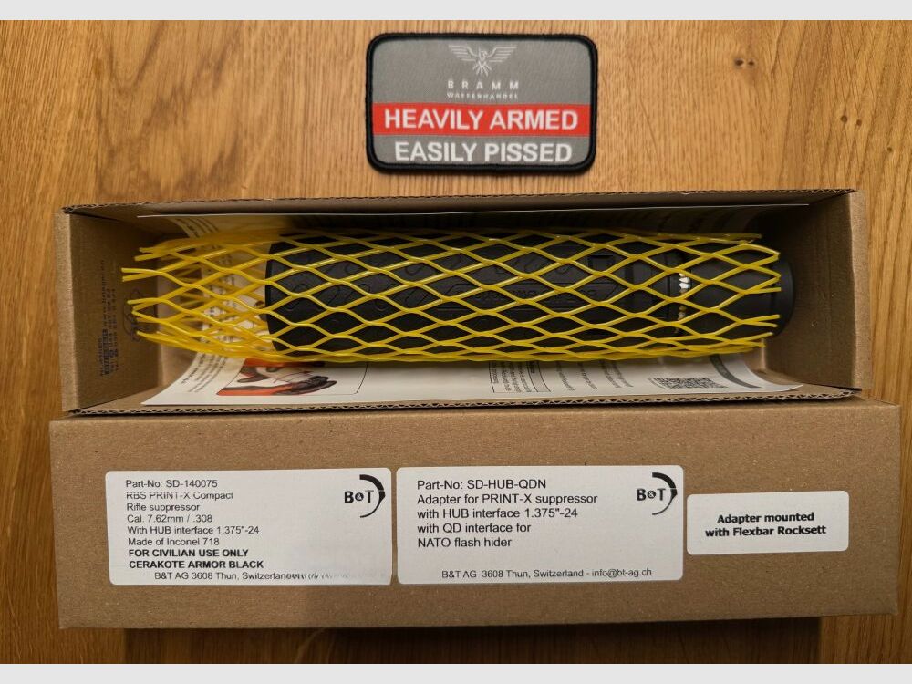 B&T AG Print-X RBS Compact, INCONEL, Zwart CERAKOTE .308 Winchester NATO / Rotex-X