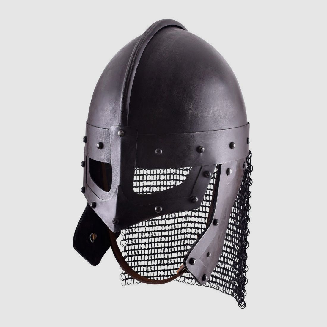 Viking masks helmet including leather inlay