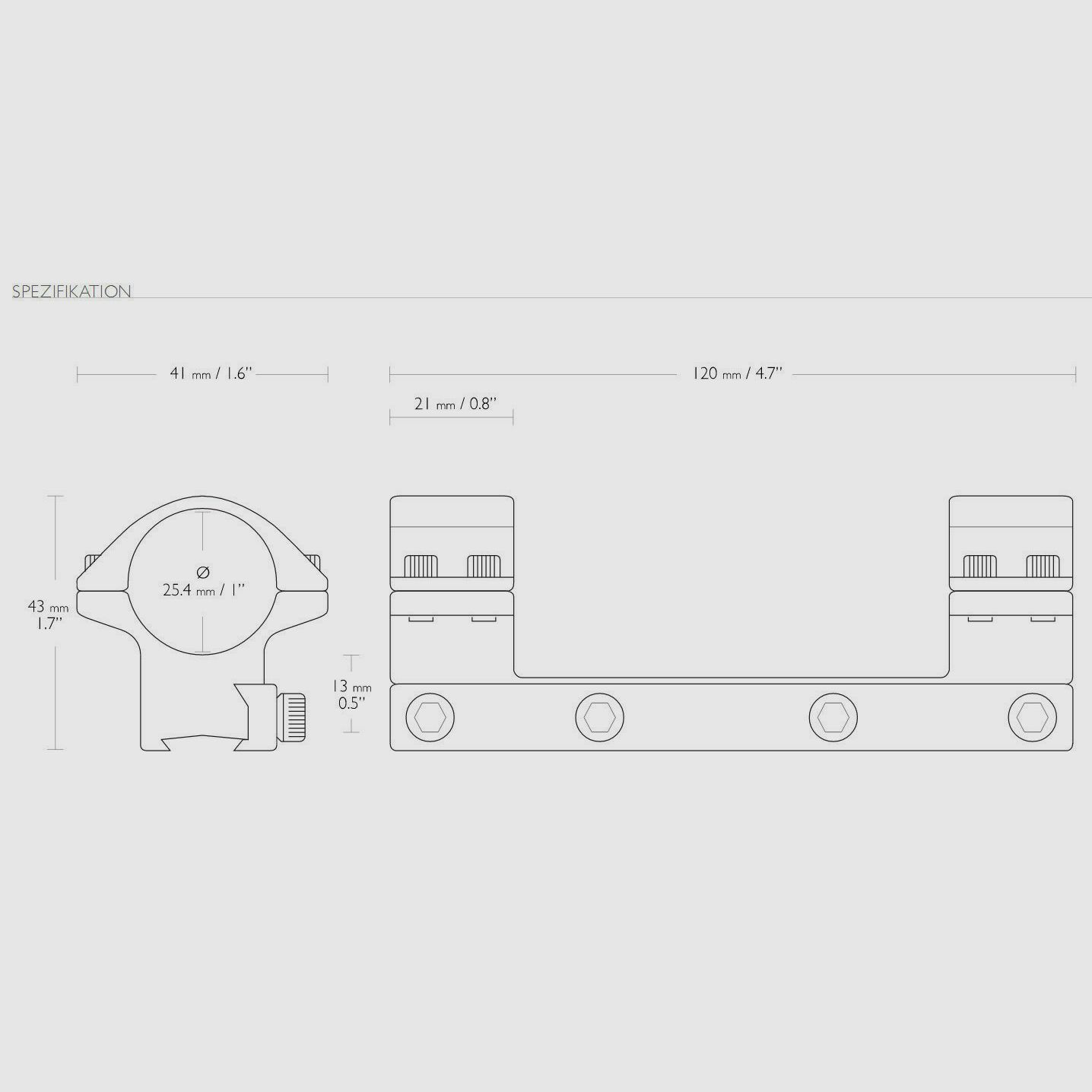 HAWKE 22104 25,4mm Ringmontage Mittel für 9-11mm Schiene Zielfernrohr-Halterung