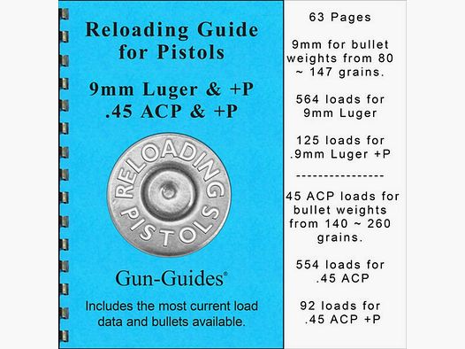 GUN-GUIDES RELOADING GUIDE FOR PISTOLS 9MM LUGER & +P / 45ACP & +P