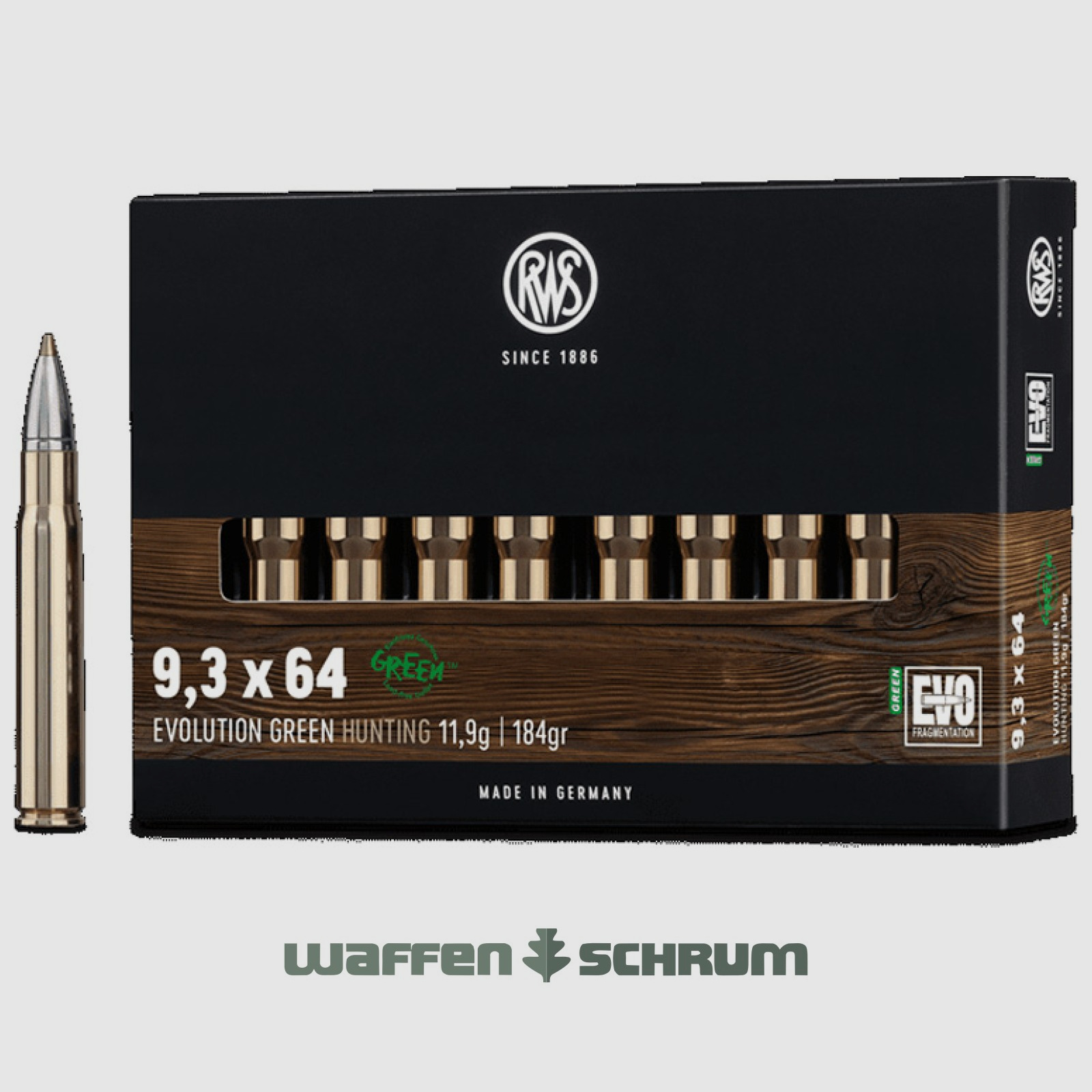 RWS Evo Green 11,9g - 184gr 9,3x64