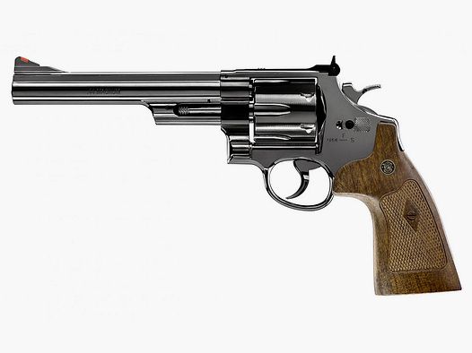 CO2 Revolver Smith & Wesson M29 6.5 Zoll hochglanzbrĂĽniert braune Griffschalen Kaliber 4,5 mm BB (P18)