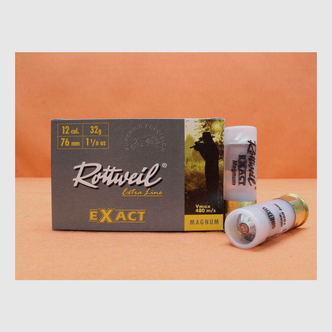 Rottweil cartuccia 12/76 Rottweil 32g slug (2317466) confezione da 5 cartucce (Exact Magnum-Jagd-Slug)