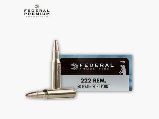 20 Patronen FEDERAL Kal. 222 Rem 50 Gr Soft Point