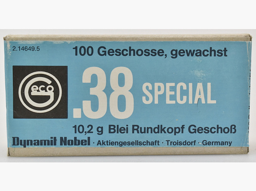 100 Geco Geschosse .38 Special - 10,2g. Blei Rundkopf