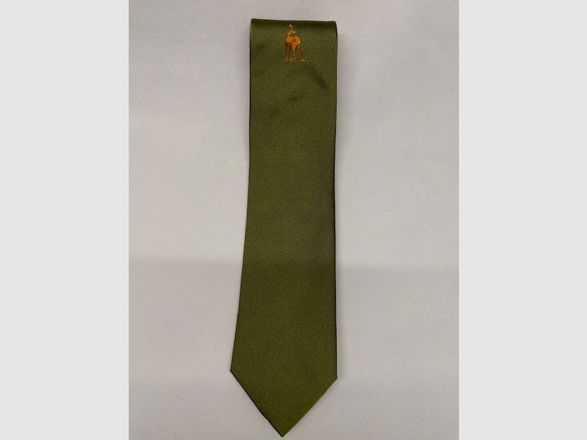 Cravatta di seta verde chiaro con capriolo