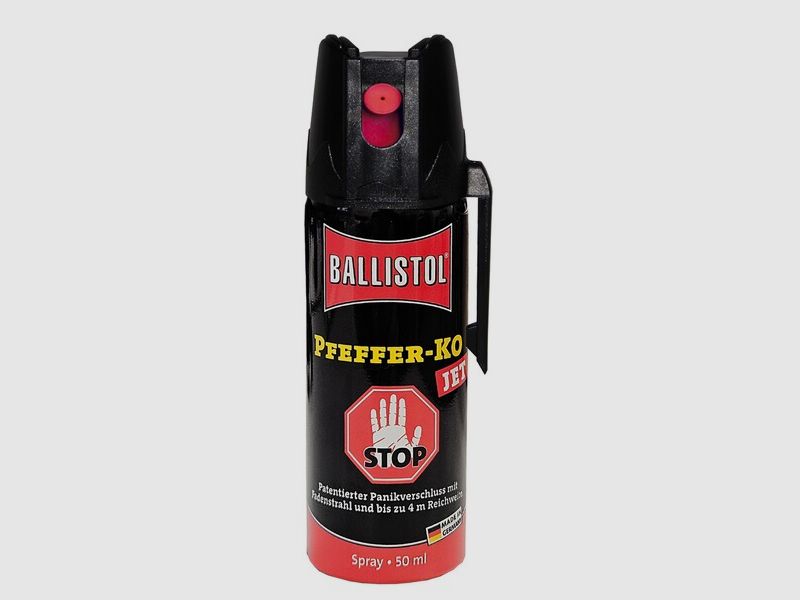 50ml Hochw. Pfefferspray K.O. JET Direktstrahl – 11 % OC / 2,5 Mio. Scoville v. Ballistol