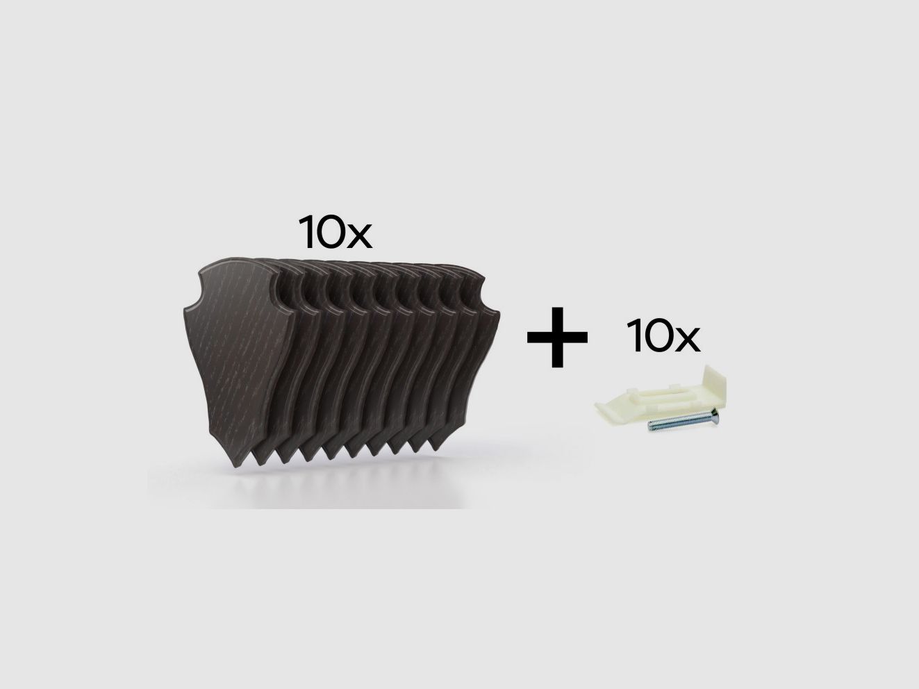 Pack de 10 plaques à trophées 19x12 cm + 10 supports plastiques - Foncées