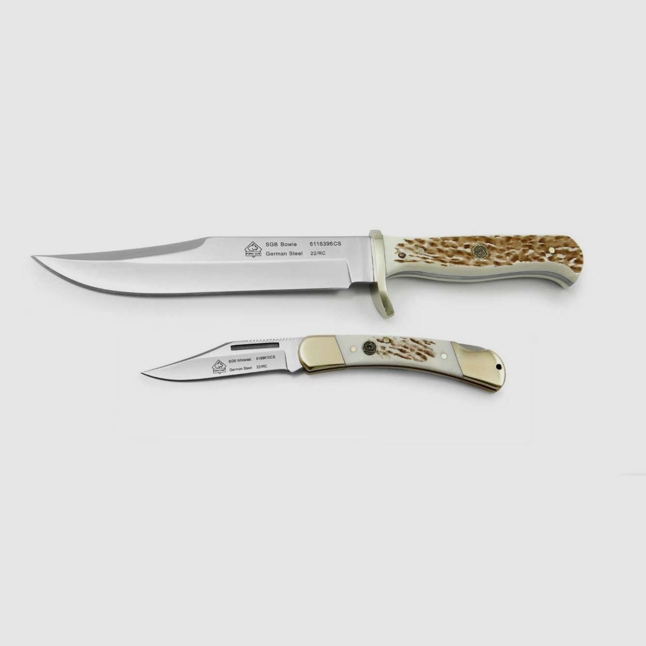 PUMA - Ensemble de couteaux SGB Bowie / Whitetail, POM Commando Stag