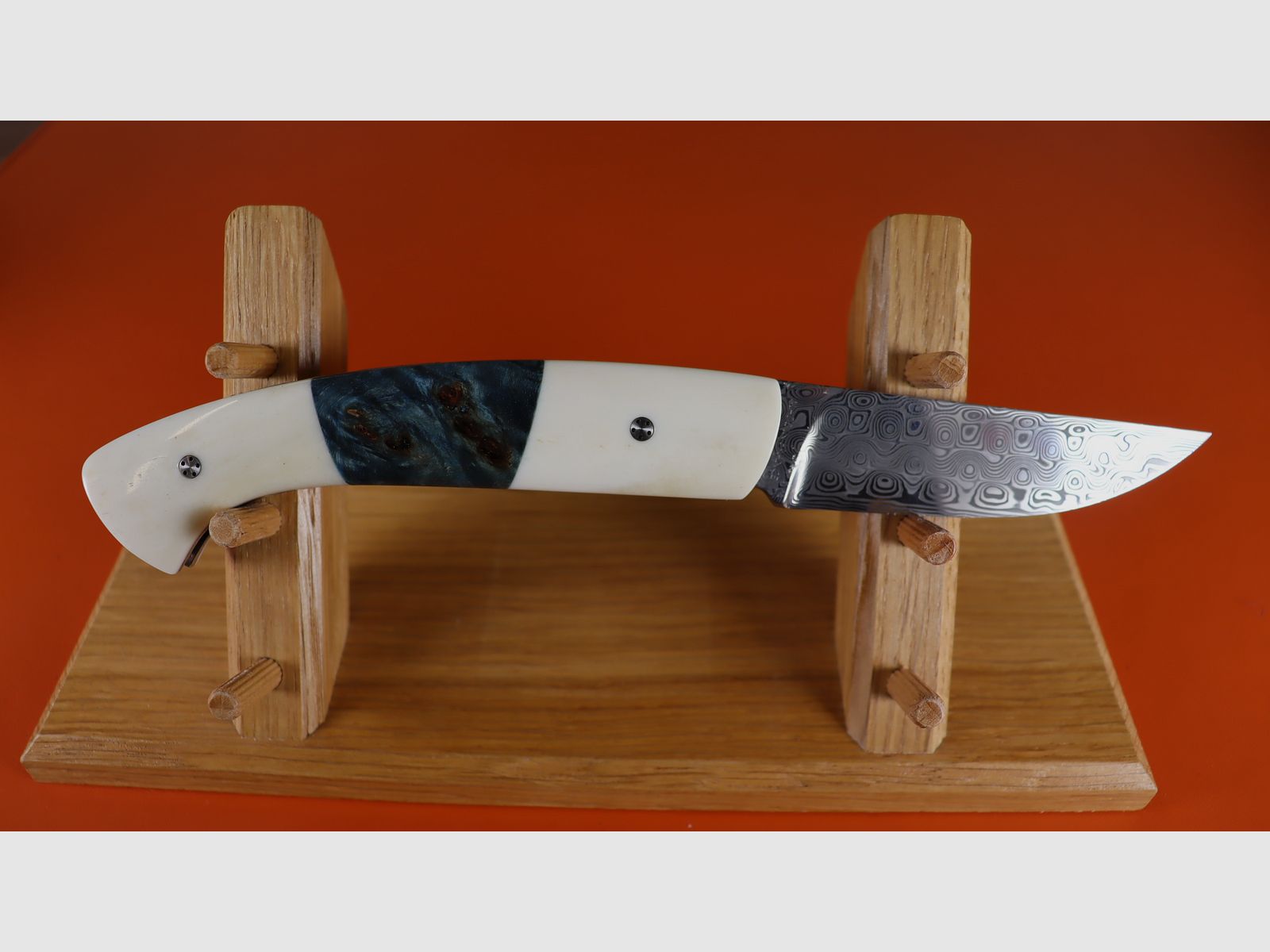 Bone/Green Maple Handle/Damascus Blade Knife, image 1 of 5