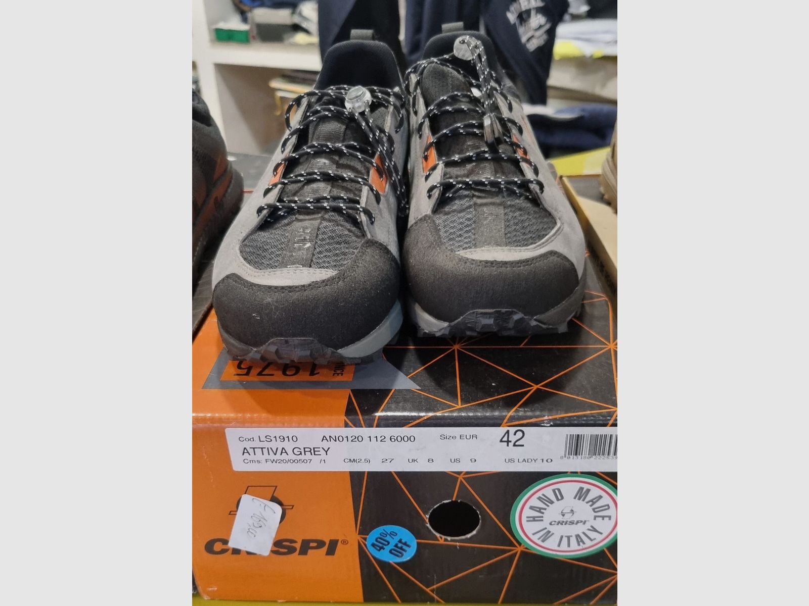 Crispi attiva grau Schuhe EINZIGE GRÖSSE 42