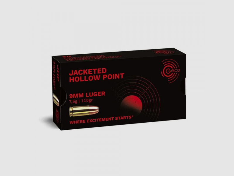 GECO 9MM LUGER JHP / JACKED HOLLOW POINT - 7,45G / 115 GRS. - JHP - 50 SCHUSS