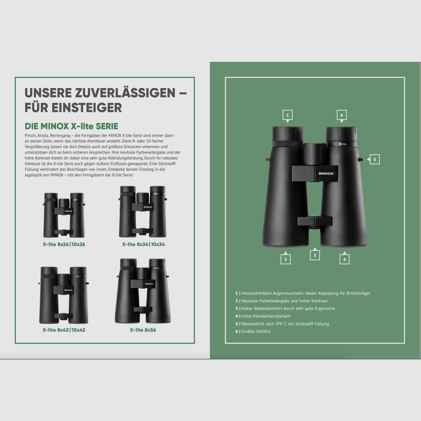 Minox 80407326 Fernglas XLite 10x26 Neuheit für Reviergang und Outdooraktivität