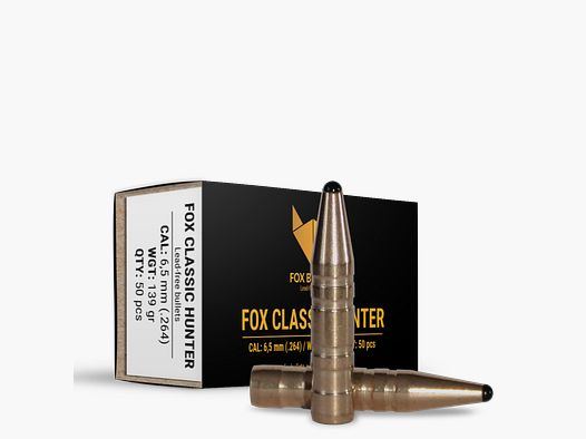 Fox Bullets Classic Hunter .264 9,0 g / 139 gr balles sans plomb – 50 pièces