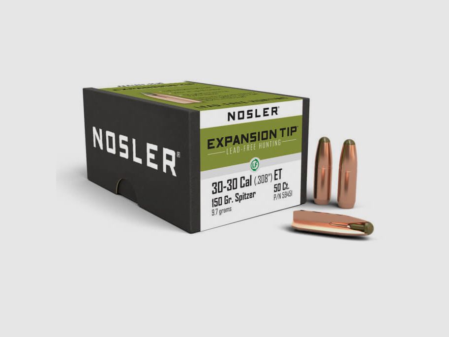NOSLER E-TIP LEAD-FREE HUNTING BULLETS - .30-30 - 150gr.
